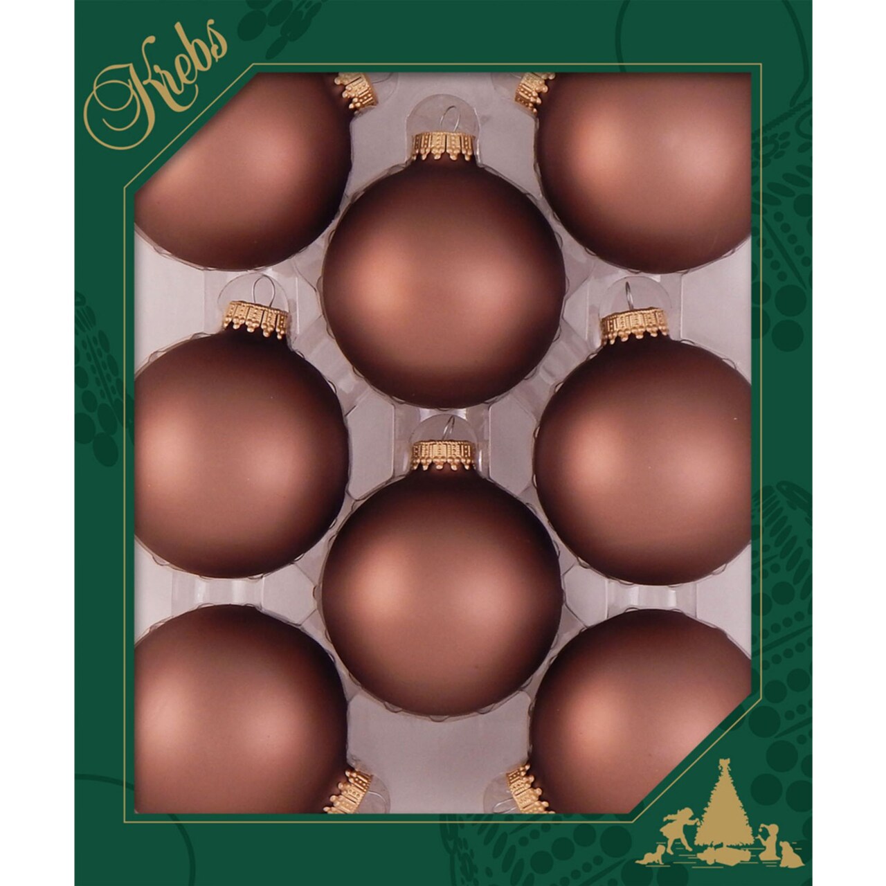 Christmas by Krebs 8ct Coconut Brown Matte Glass Christmas Ball Ornaments 2.5" (67mm)